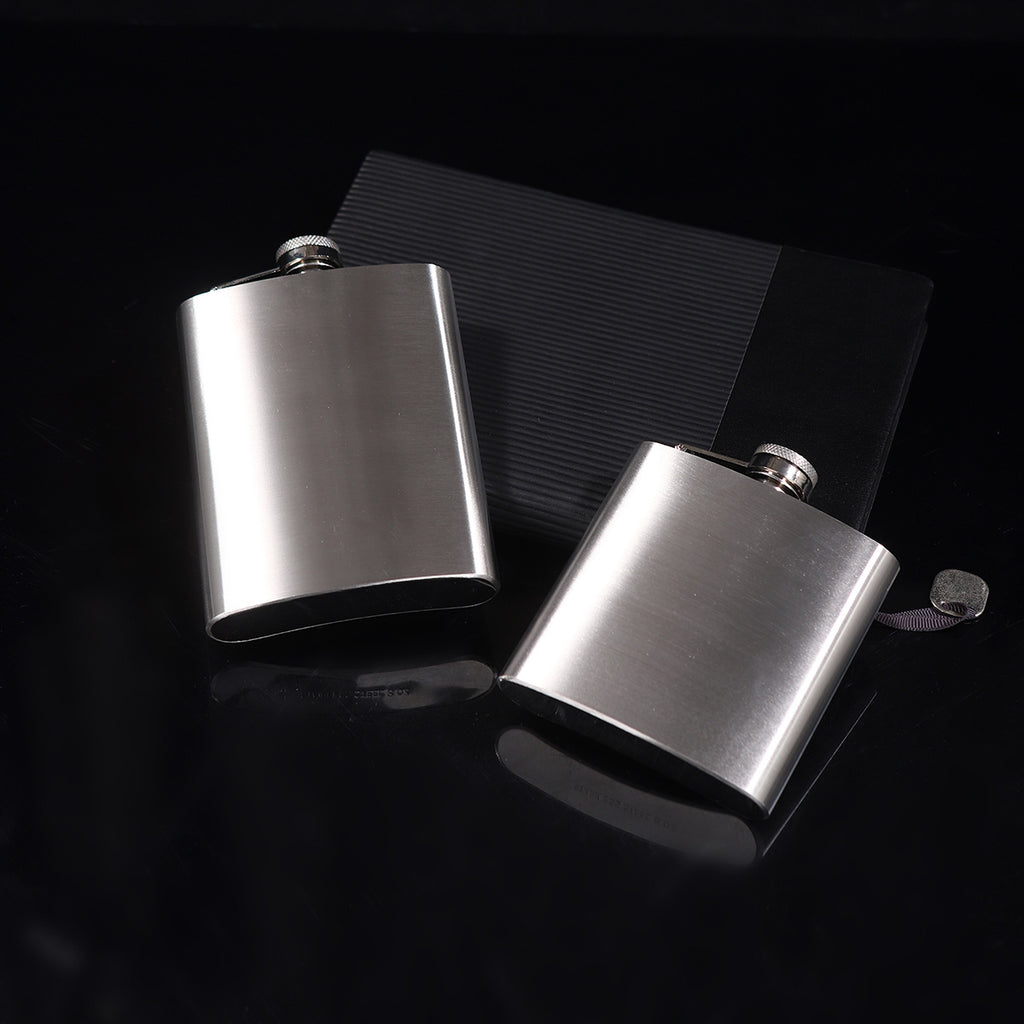 Cross-Border 1-12oz Portable Camping Wine Set 304 Stainless Steel Mini Wine Flask Russian Metal Small Flat Wine Bottle