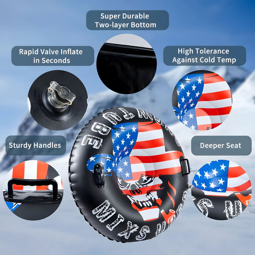 Custom inflatable snow tube inflatable snow sled PVC thickened wear-resistant anti-rollover outdoor snow and beach rainbow slide