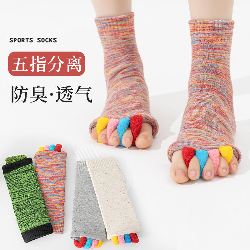 Cross-Border Japanese and Korean Style Toe Separator Yoga Toe Socks for Women, Open Toe Socks, Corrective Thumb Valgus Five-Toe Socks