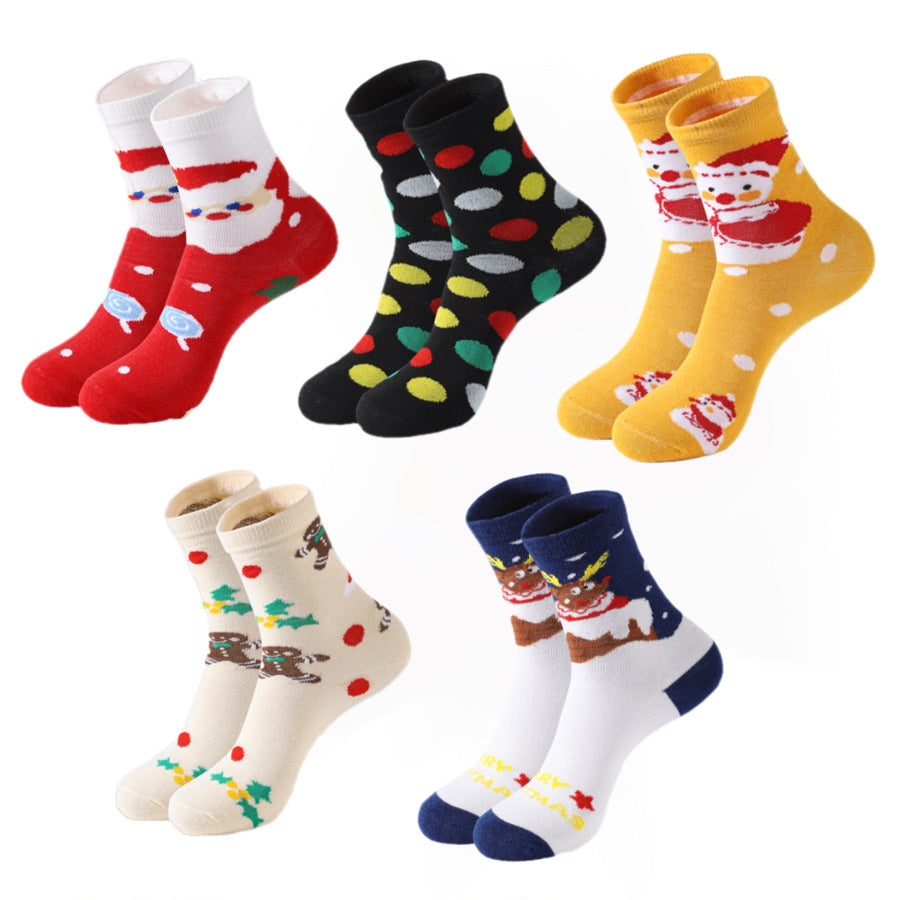 25 Christmas Cross-Border New Santa Claus Holiday Surprise Socks In Stock Fun Manufacturer Wholesale Mid-Calf Trendy Socks
