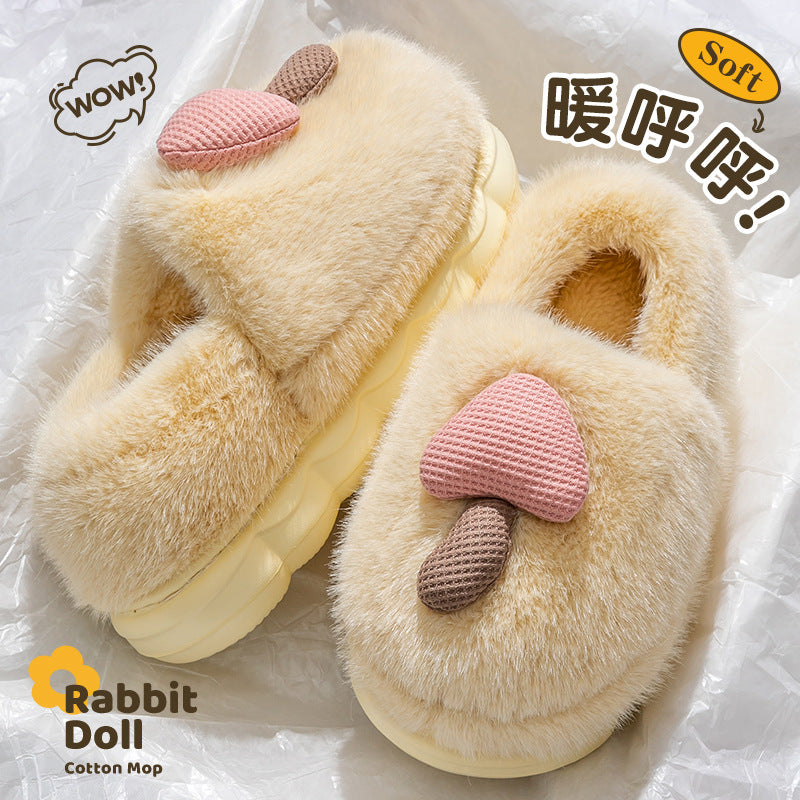 2025 New Winter Warm Fluffy Cotton Slippers for Women and Men Outdoor Indoor