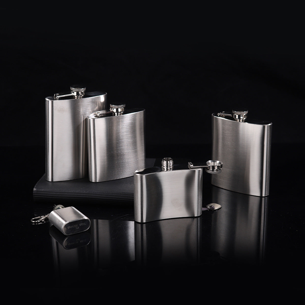 Cross-Border 1-12oz Portable Camping Wine Set 304 Stainless Steel Mini Wine Flask Russian Metal Small Flat Wine Bottle