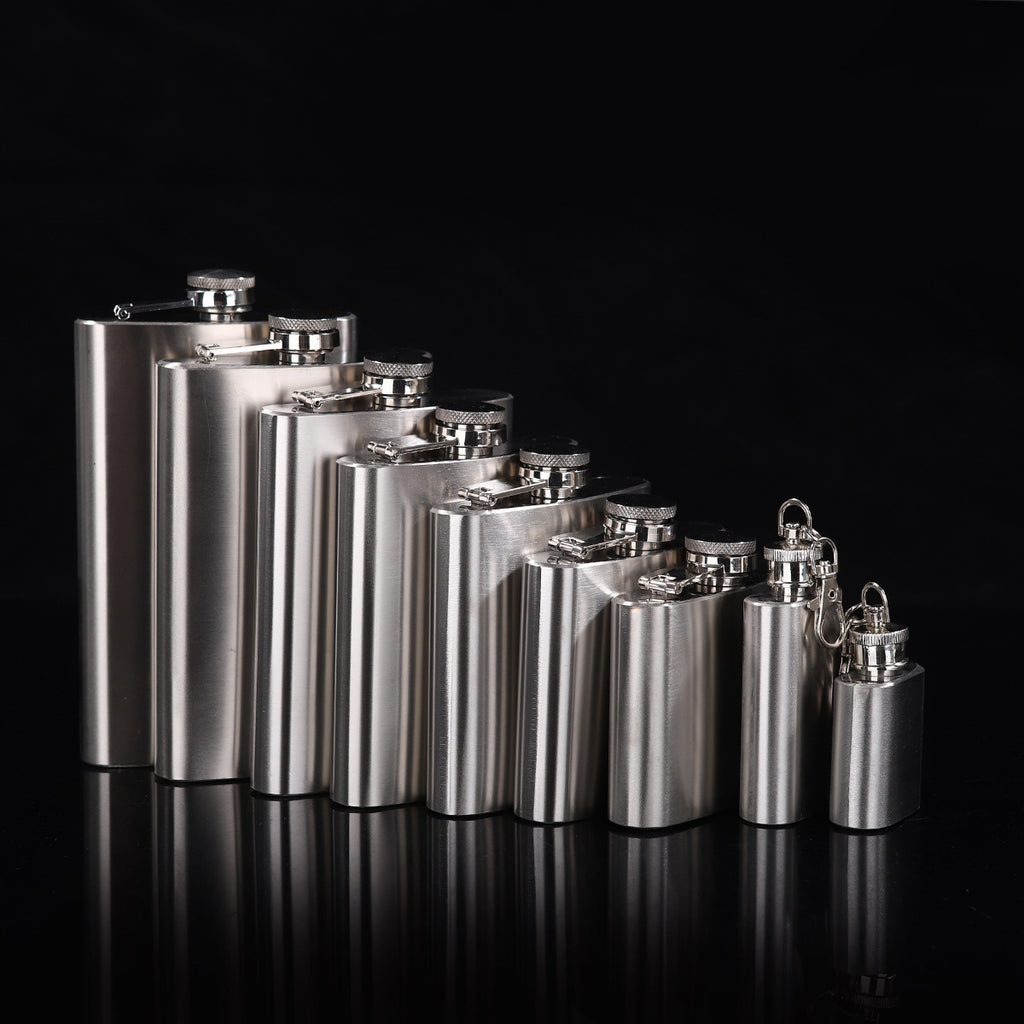 Cross-Border 1-12oz Portable Camping Wine Set 304 Stainless Steel Mini Wine Flask Russian Metal Small Flat Wine Bottle