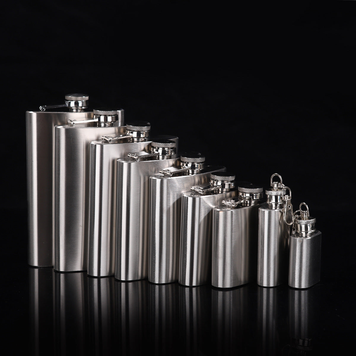 Cross-Border 1-12oz Portable Camping Wine Set 304 Stainless Steel Mini Wine Flask Russian Metal Small Flat Wine Bottle