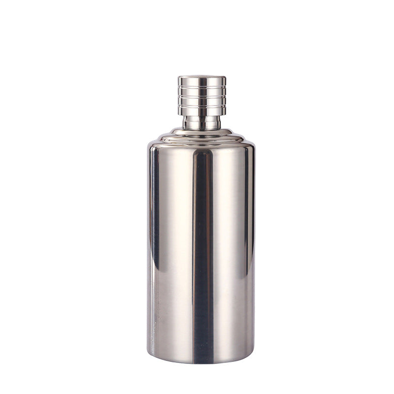 Manufacturer Direct Supply 304 Stainless Steel Wine Flask 0.5kg 1.0kg Thickened Portable Water Bottle Russian Cylindrical Small Liquor Bottle