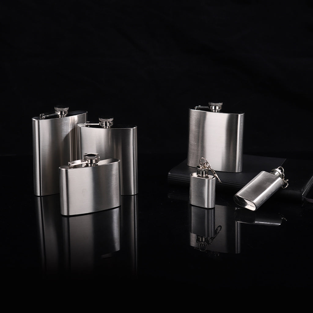 Cross-Border 1-12oz Portable Camping Wine Set 304 Stainless Steel Mini Wine Flask Russian Metal Small Flat Wine Bottle