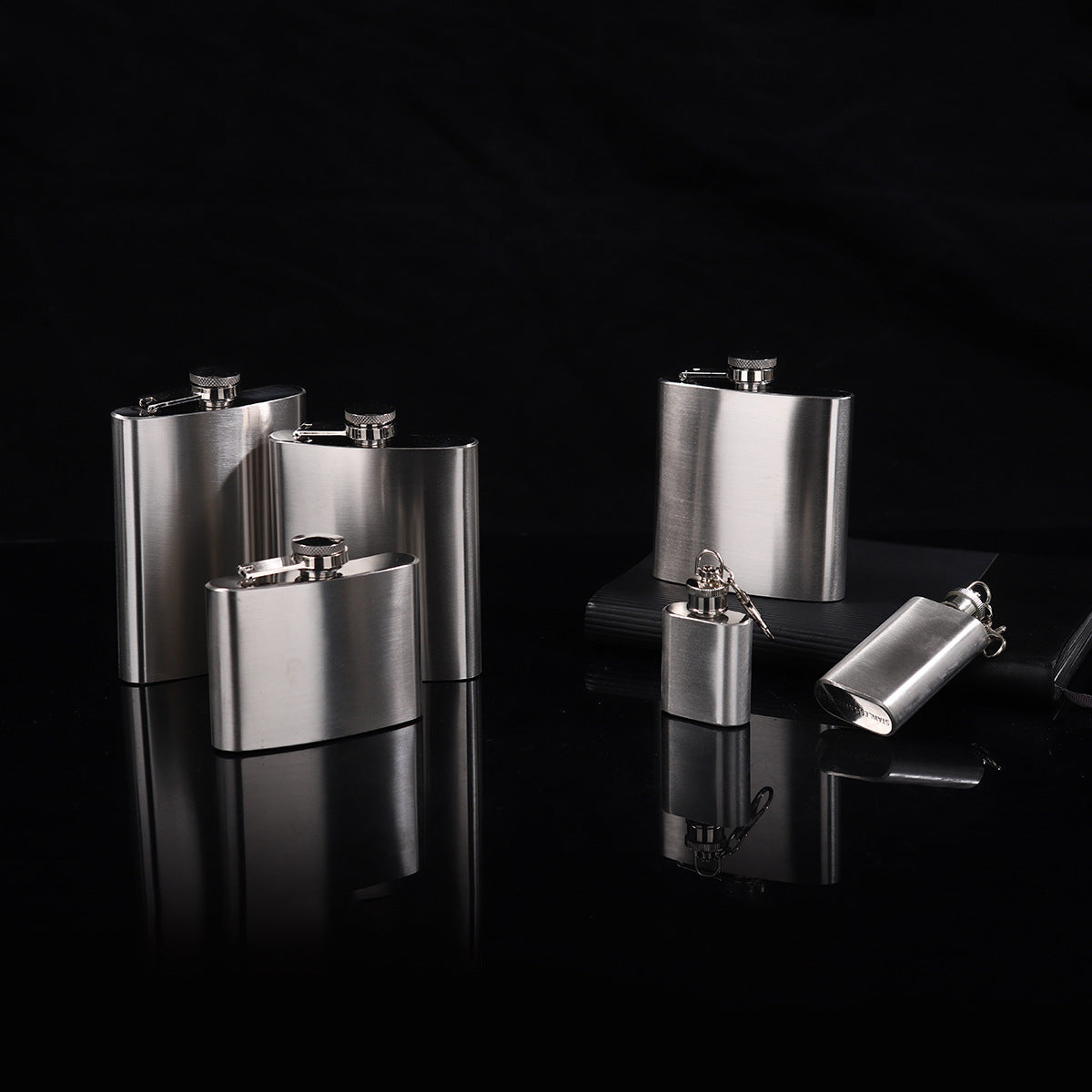 Cross-Border 1-12oz Portable Camping Wine Set 304 Stainless Steel Mini Wine Flask Russian Metal Small Flat Wine Bottle