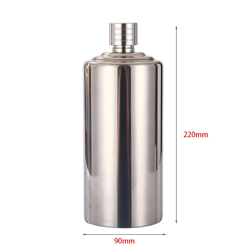 Manufacturer Direct Supply 304 Stainless Steel Wine Flask 0.5kg 1.0kg Thickened Portable Water Bottle Russian Cylindrical Small Liquor Bottle