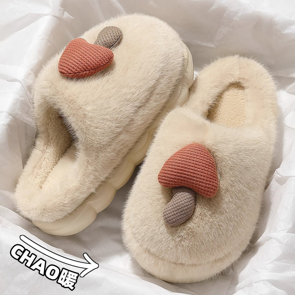 2025 New Cute Cartoon Warm Fleece-Lined Non-Slip Cotton Slippers for Women in Autumn and Winter