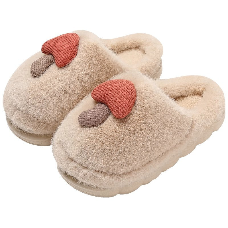 2025 New Cute Cartoon Warm Fleece-Lined Non-Slip Cotton Slippers for Women in Autumn and Winter