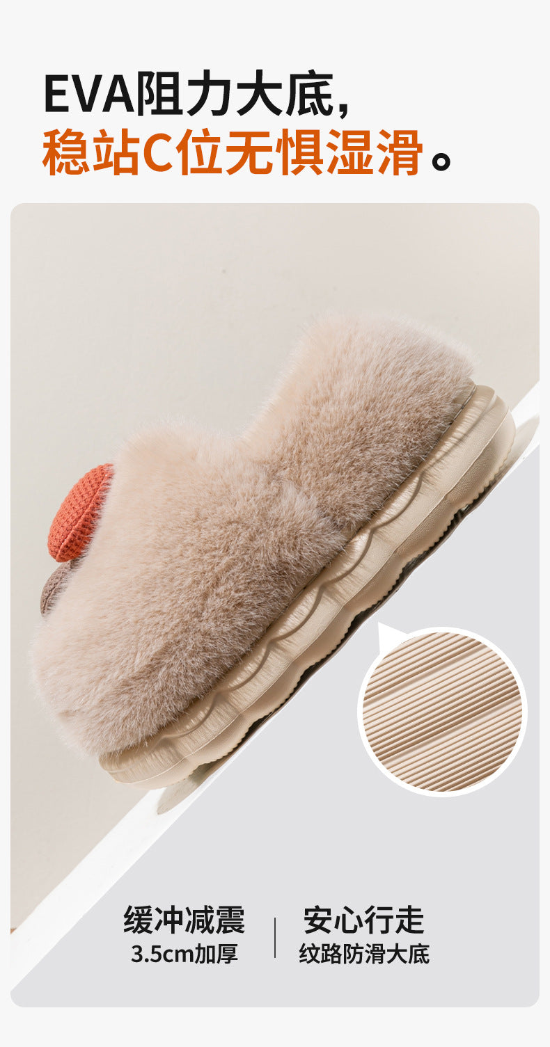 2025 New Winter Warm Fluffy Cotton Slippers for Women and Men Outdoor Indoor