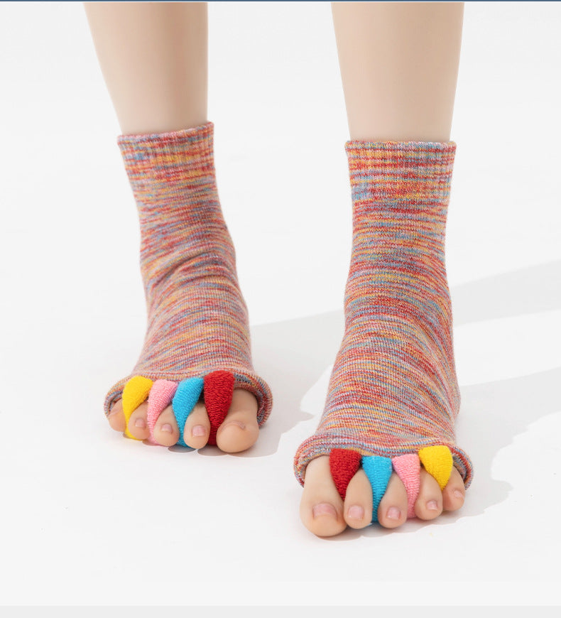 Cross-Border Japanese and Korean Style Toe Separator Yoga Toe Socks for Women, Open Toe Socks, Corrective Thumb Valgus Five-Toe Socks