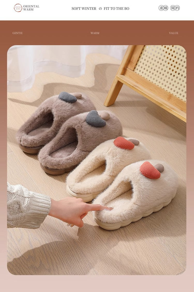 2025 New Cute Cartoon Warm Fleece-Lined Non-Slip Cotton Slippers for Women in Autumn and Winter